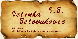 Velinka Belovuković vizit kartica